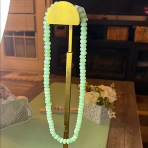 Green Amazolnite Quartz Beaded Necklace in 925 silver 28 inches long 234.7 ctw